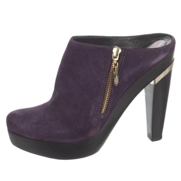 EUC Diane von Furstenberg DVF Purple Suede Heel Mule Pumps Size 6 - Picture 1 of 12